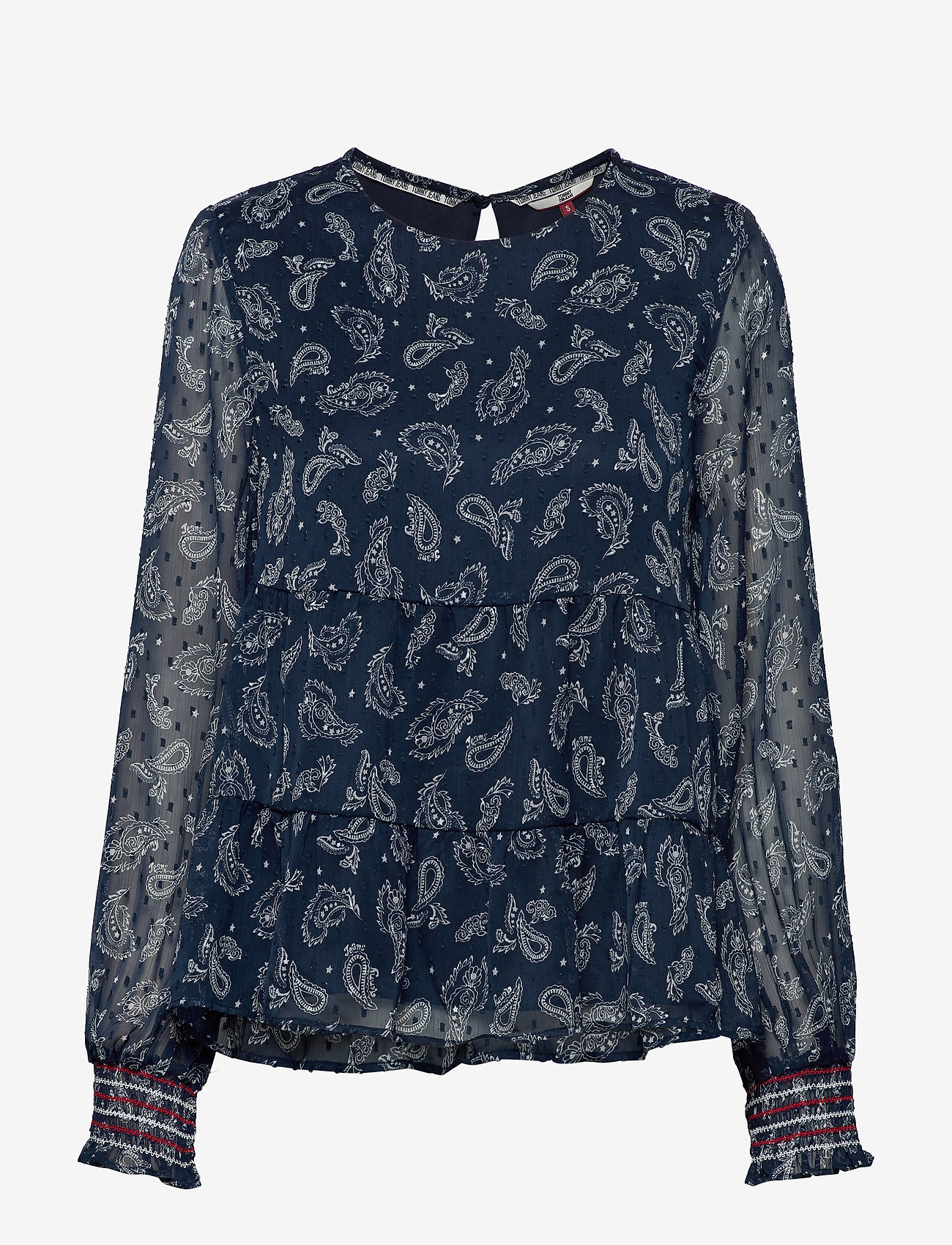 Tommy Jeans - TJW SMOCK LONGSLV PRINT BLOUSE - paisley print / twilight navy - 0