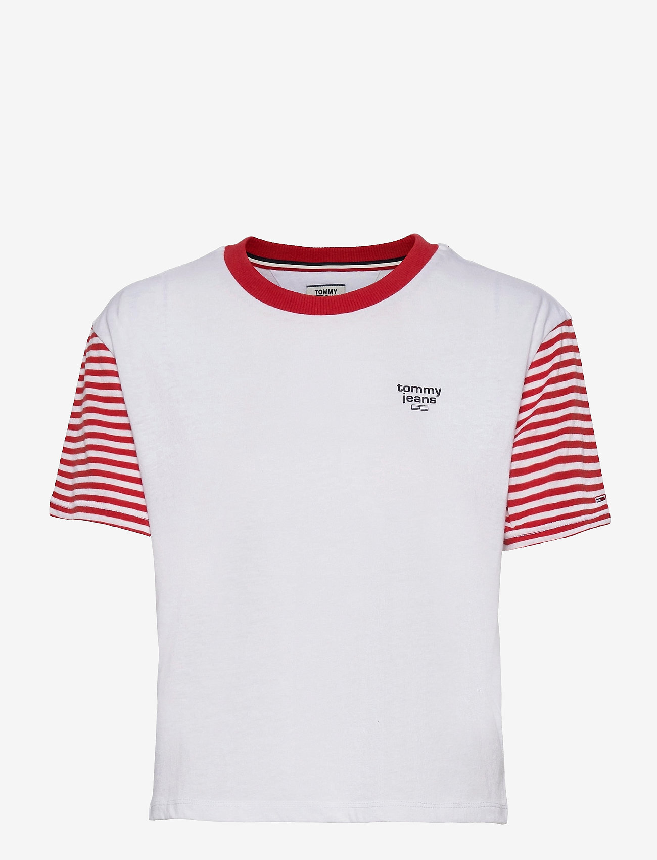 Tommy Jeans - TJW STRIPED SLEEVE TEE - deep crimson / white - 0