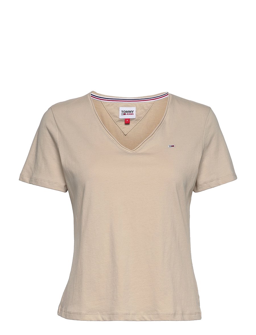 Tommy Jeans - TJW SLIM JERSEY V NECK - savannah sand - 0