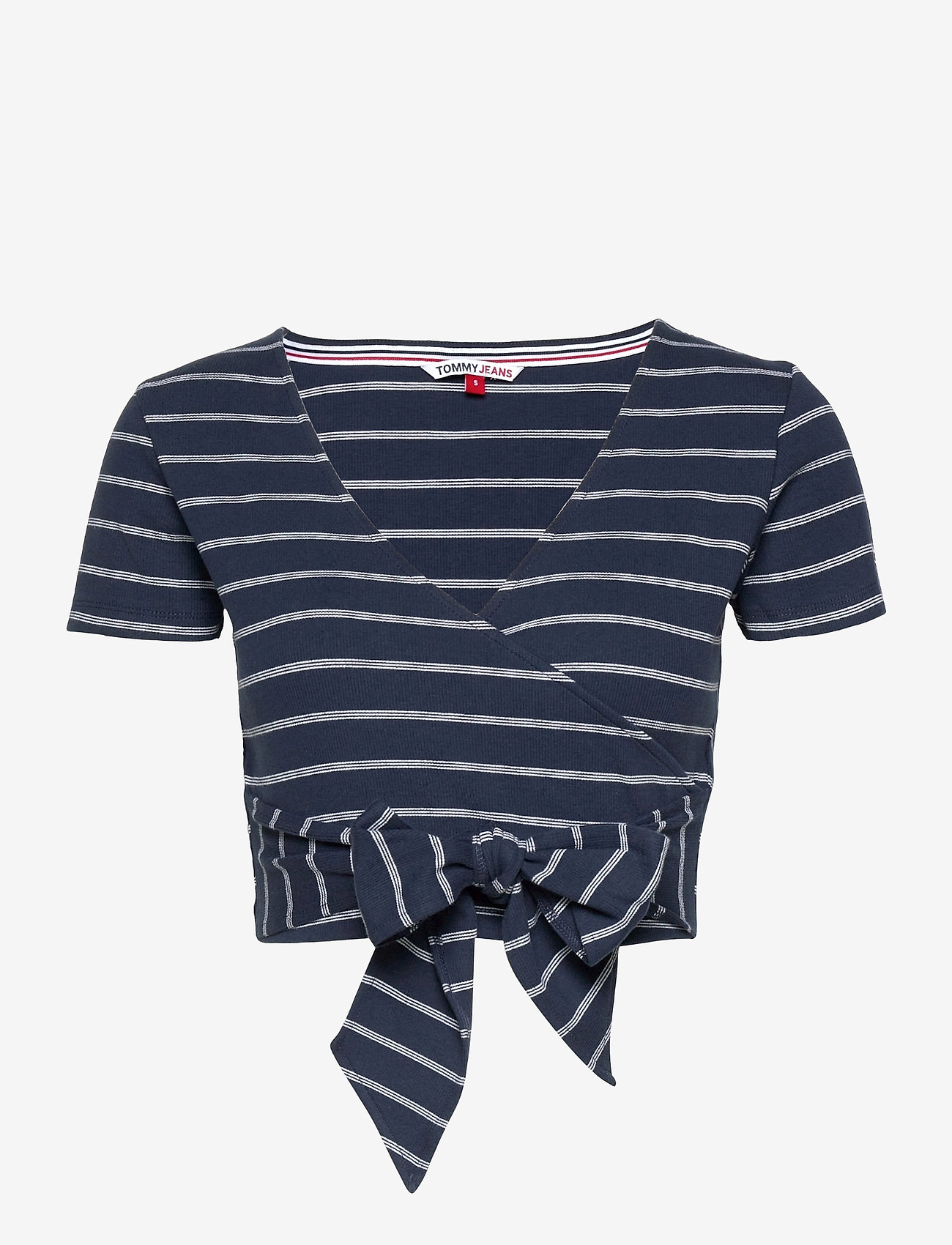 Tommy Jeans - TJW STRIPED WRAP TOP - twilight navy / white stripe - 0