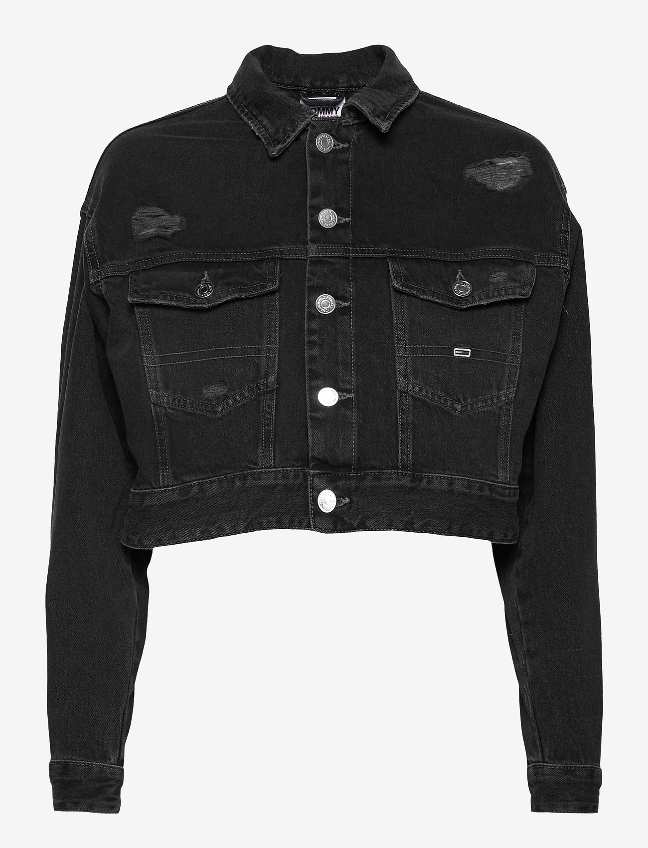 Tommy Jeans - CROPPED TRUCKER JACKET SSPBBRD - save sp bk bk rgd destr - 0
