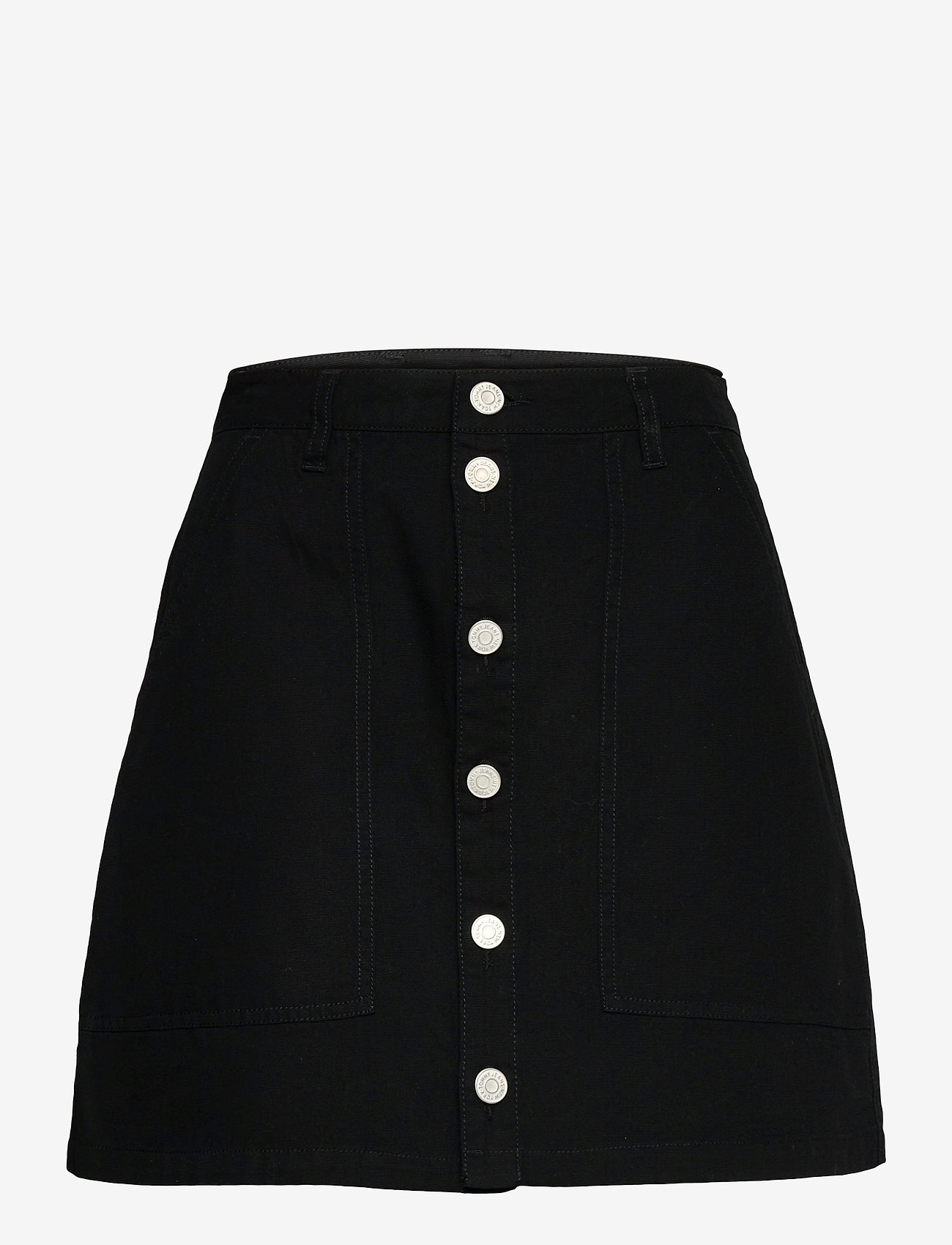 Tommy Jeans - TJW BADGE BUTTON THROUGH SKIRT - black - 0