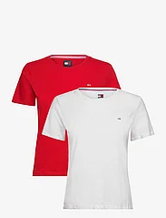 Tommy Jeans - TJW 2PACK SOFT JERSEY TEE - marškinėliai - white / red - 0
