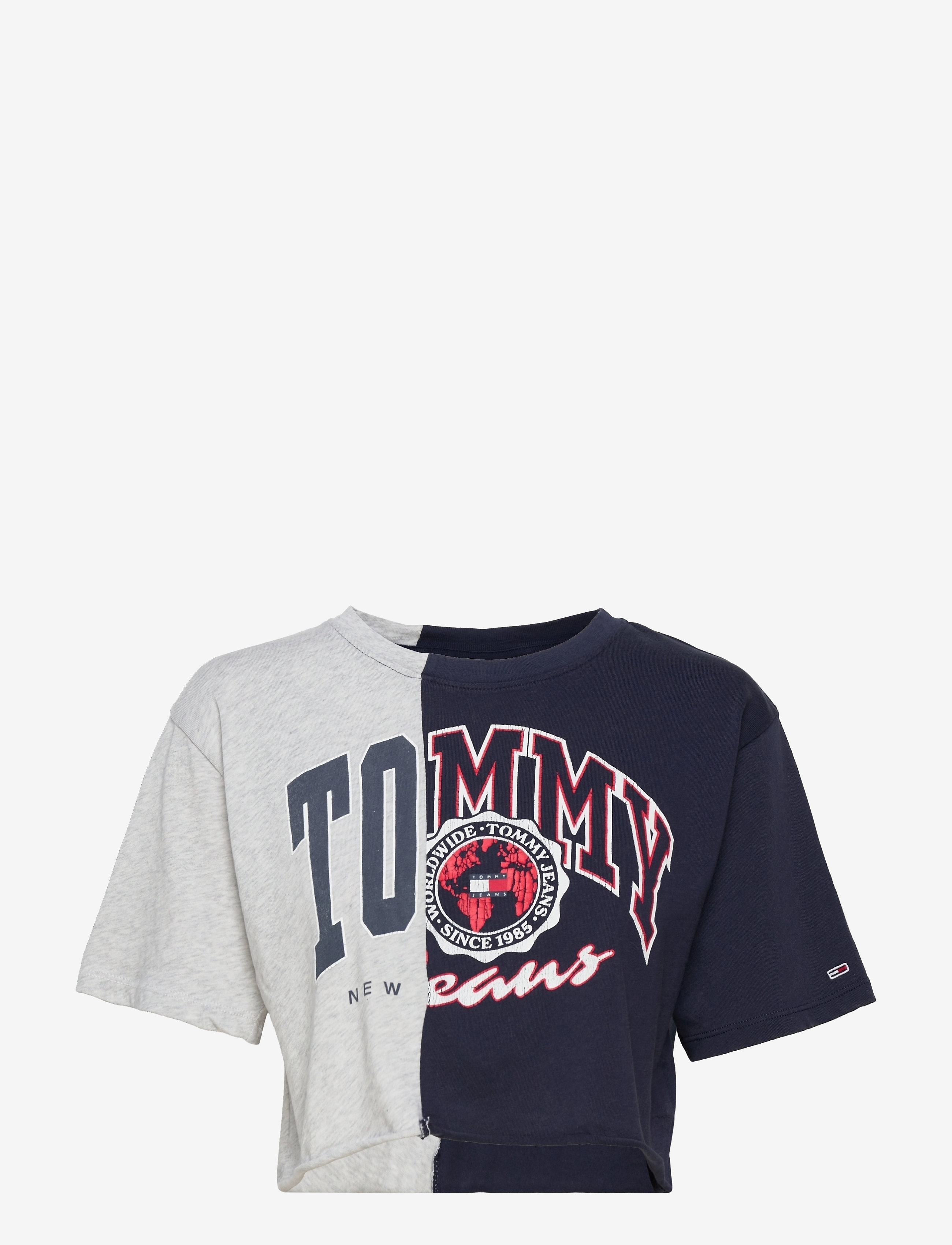 Tommy Jeans - TJW CROP COLLEGE SPLICING SS - twilight navy / multi - 0