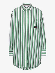 Tommy Jeans - TJW OVR STRIPE SHIRT DRESS - särkkleidid - coastal green / multi - 0