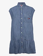 TJW SS BADGE CHAMBRAY DRESS - DENIM MEDIUM