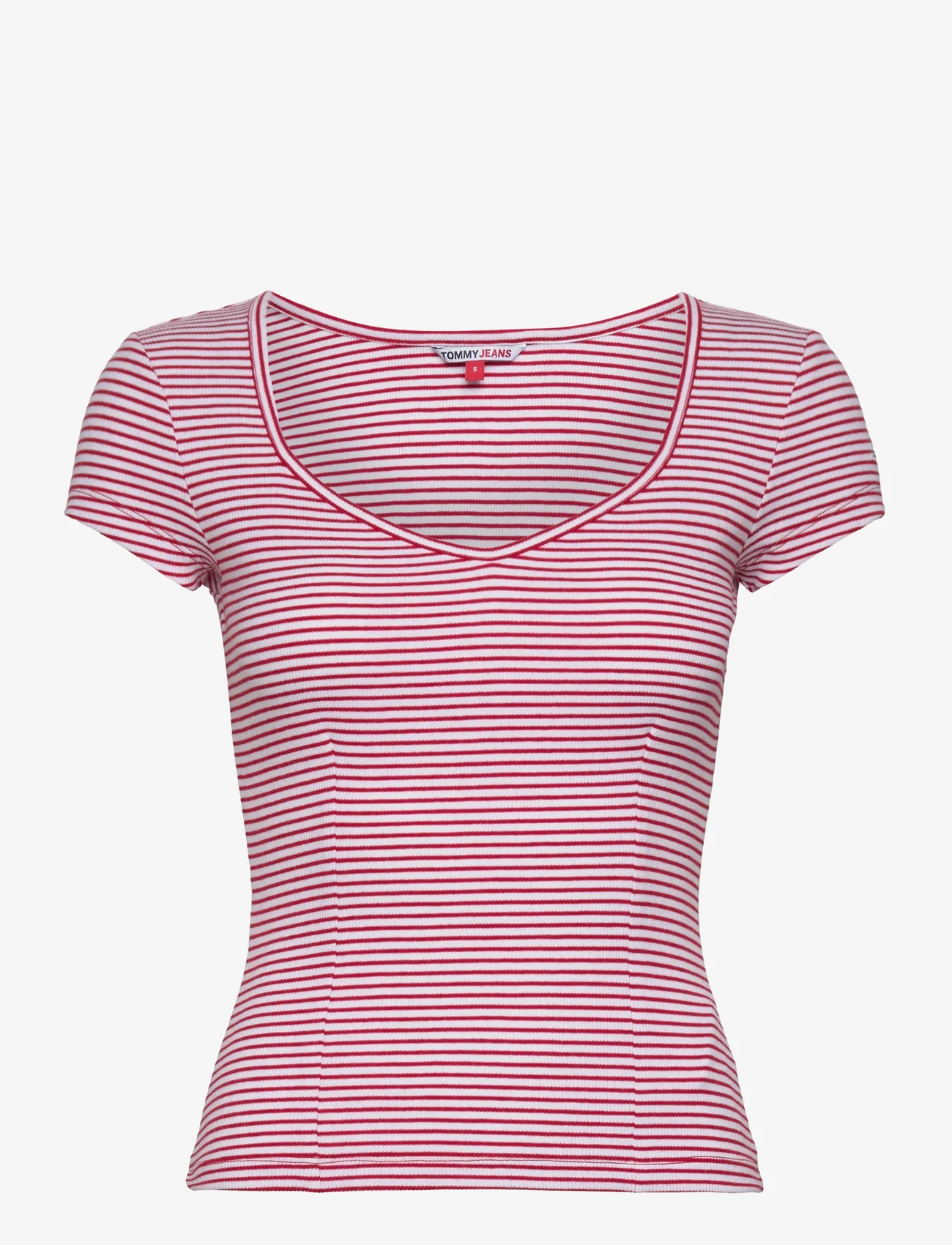Tommy Jeans - TJW BBY STRIPE SS TOP - lowest prices - deep crimson/multi - 0