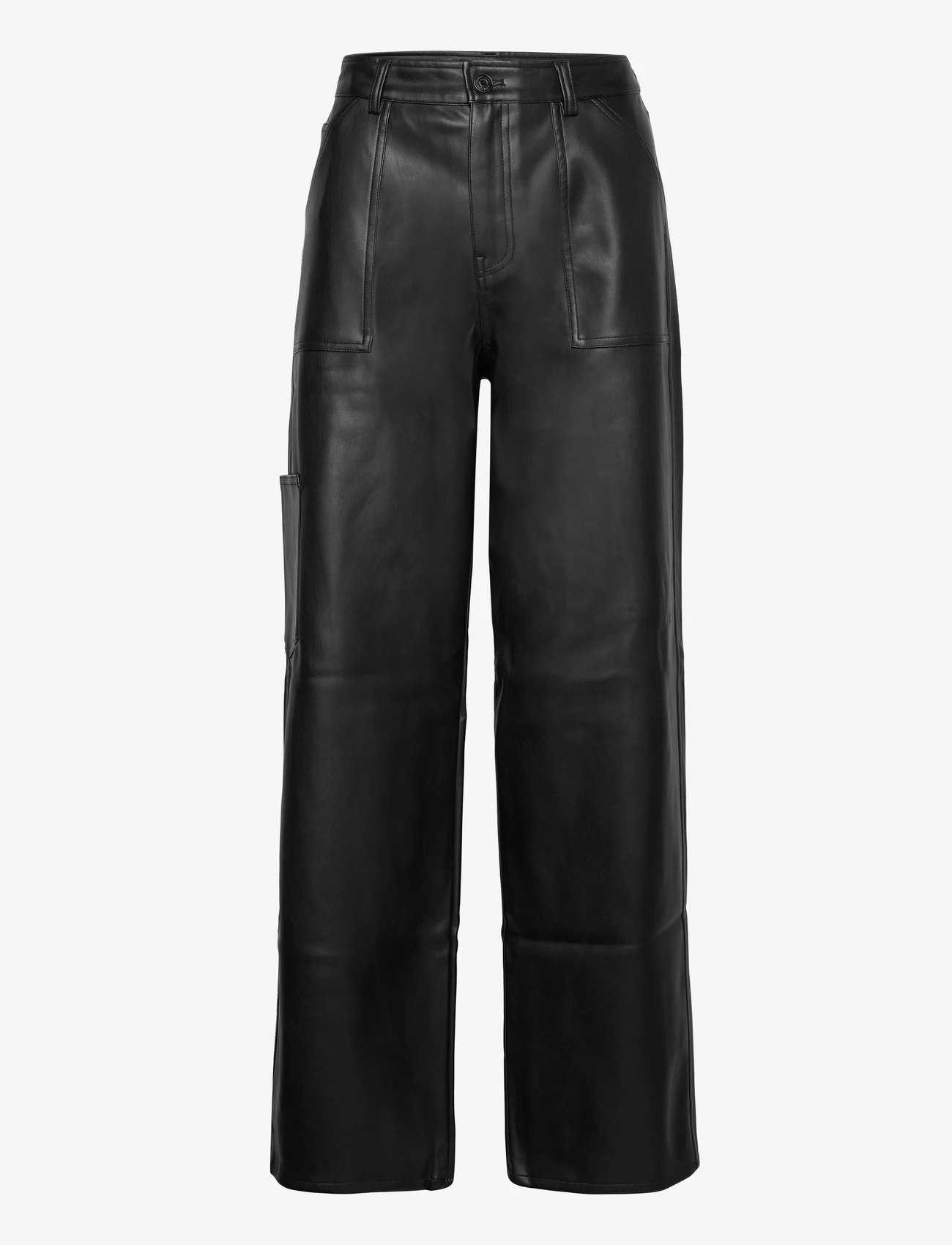 Tommy Jeans - TJW DAISY LR BAGGY PLEATHER PANT - festtøj til outletpriser - black - 0