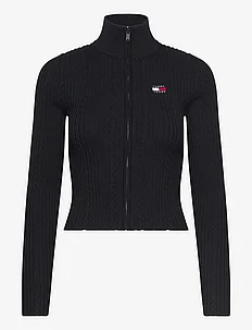 TJW BADGE ZIP THRU CABLE SWEATER, Tommy Jeans