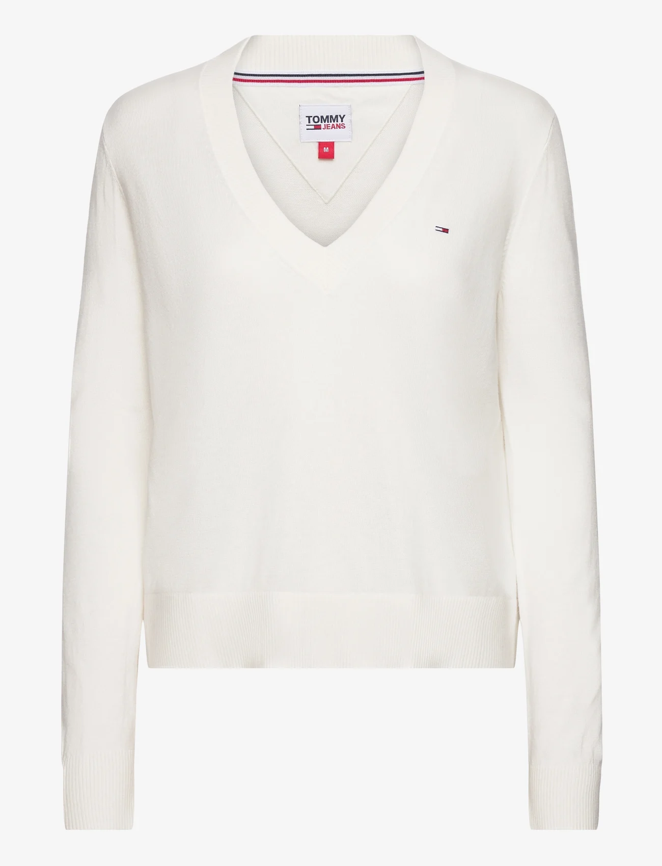 Tommy Jeans - TJW ESSENTIAL VNECK SWEATER - neulepuserot - ancient white - 0