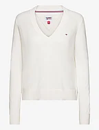 TJW ESSENTIAL VNECK SWEATER - ANCIENT WHITE