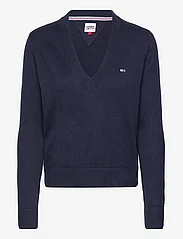 Tommy Jeans - TJW ESSENTIAL VNECK SWEATER - sweaters - twilight navy - 0