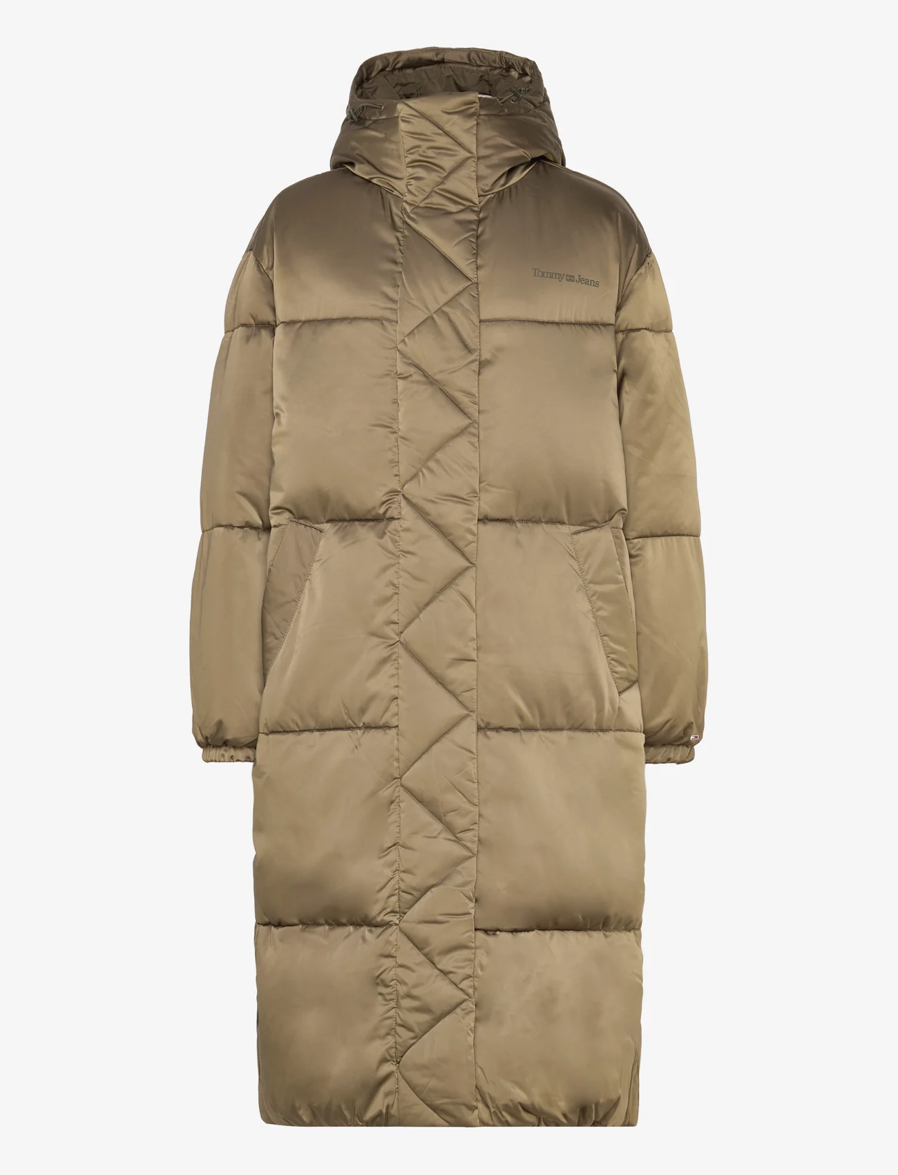 Tommy Jeans - TJW LONG SATIN PUFFER - winter coats - drab olive green - 0