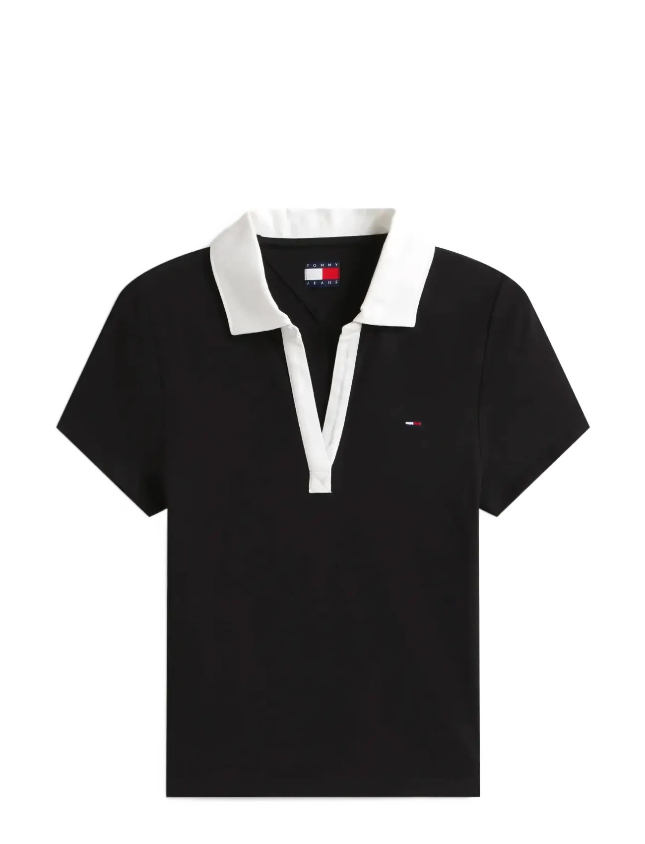 Tommy Jeans TJW SLIM CONTRAST V SS POLO EXT - Poloshirts - BLACK / black