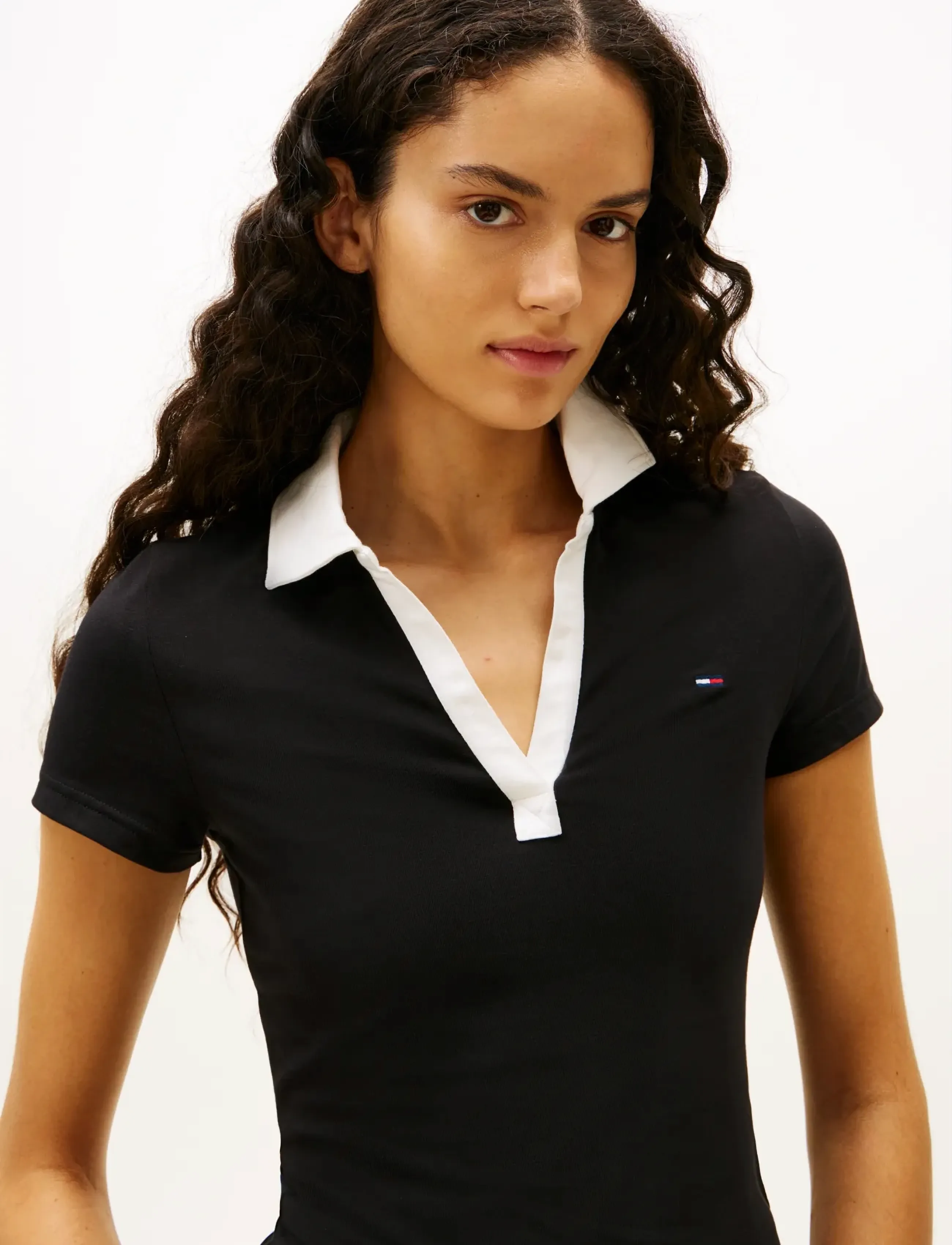 Tommy Jeans - TJW SLIM CONTRAST V SS POLO EXT - poloer - black - 4