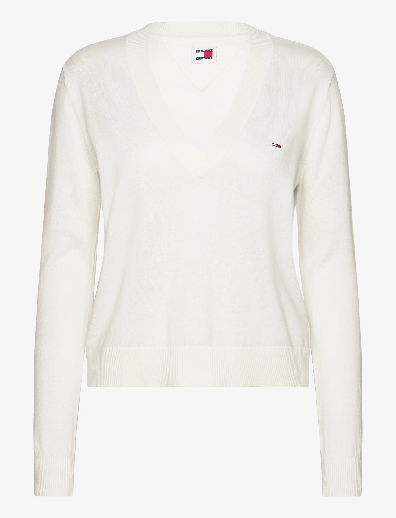 Tommy Jeans - TJW ESSENTIAL VNECK SWEATER EXT - neulepuserot - ancient white - 0