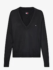 Tommy Jeans - TJW ESSENTIAL VNECK SWEATER EXT - swetry - black - 0