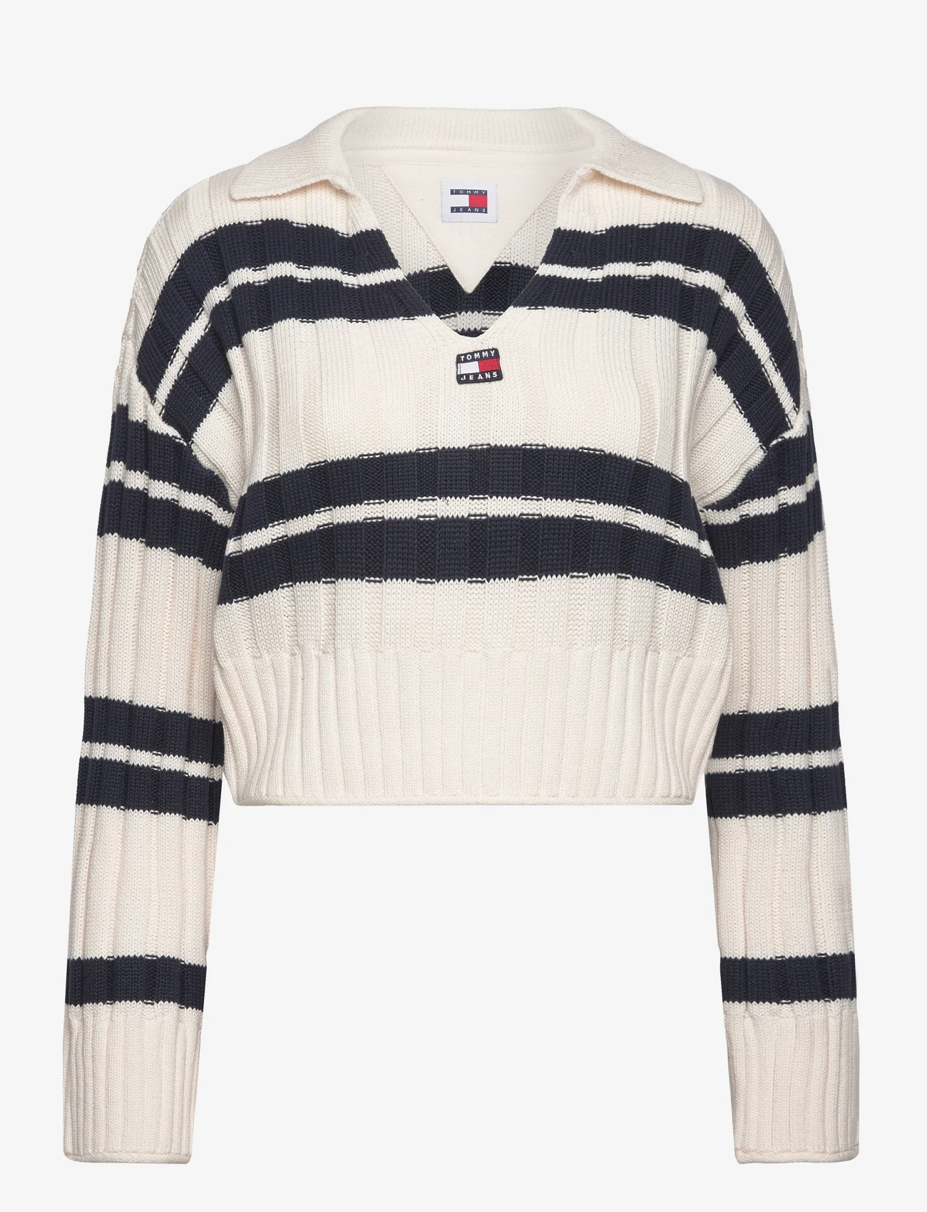 Tommy Jeans - TJW BXY CRP STRIPE SWEATER EXT - truien - ancient white / multi - 0