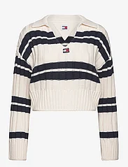 Tommy Jeans - TJW BXY CRP STRIPE SWEATER EXT - sviitrid - ancient white / multi - 0