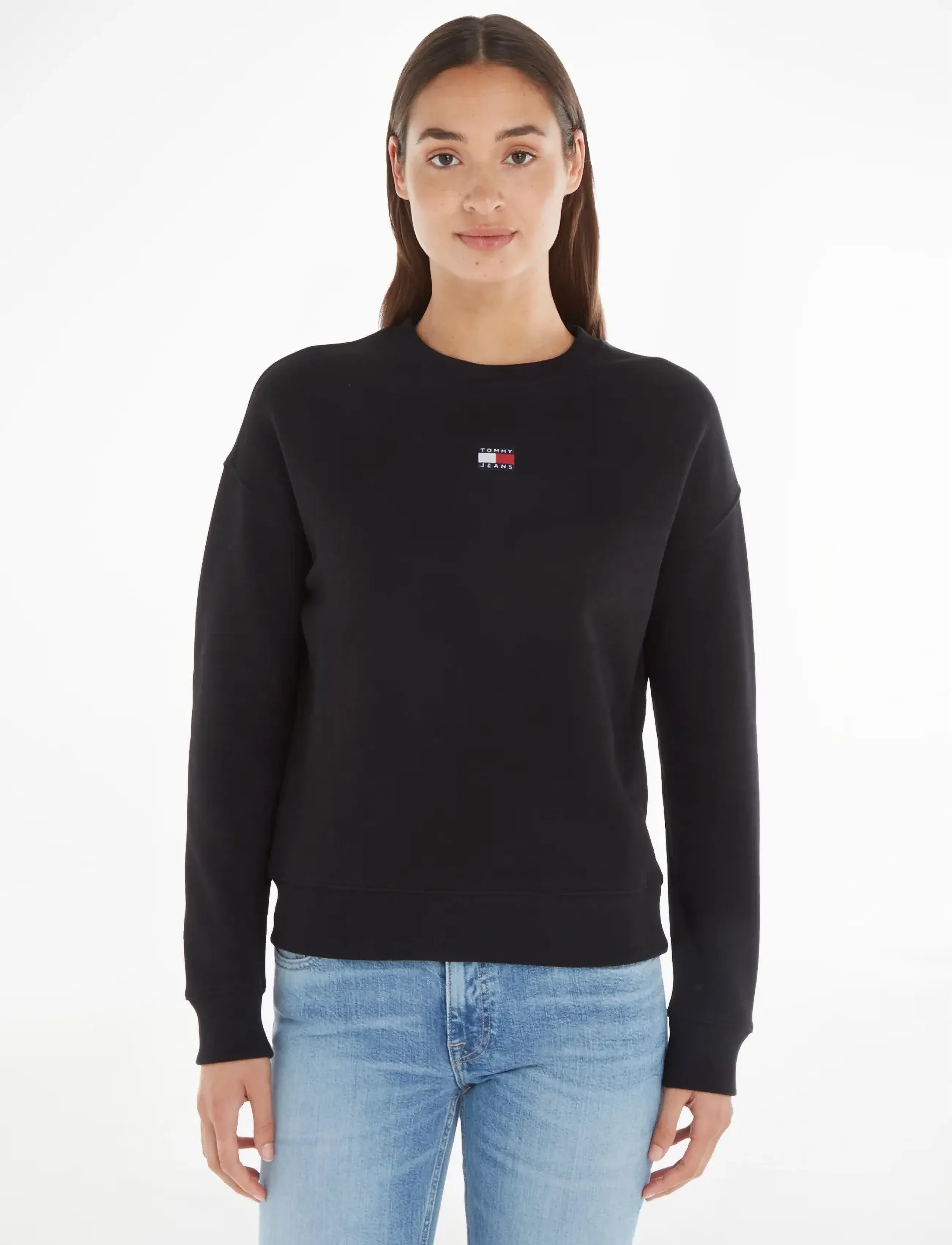Tommy Jeans TJW BXY BADGE CREW EXT - Sweatshirts - BLACK / black