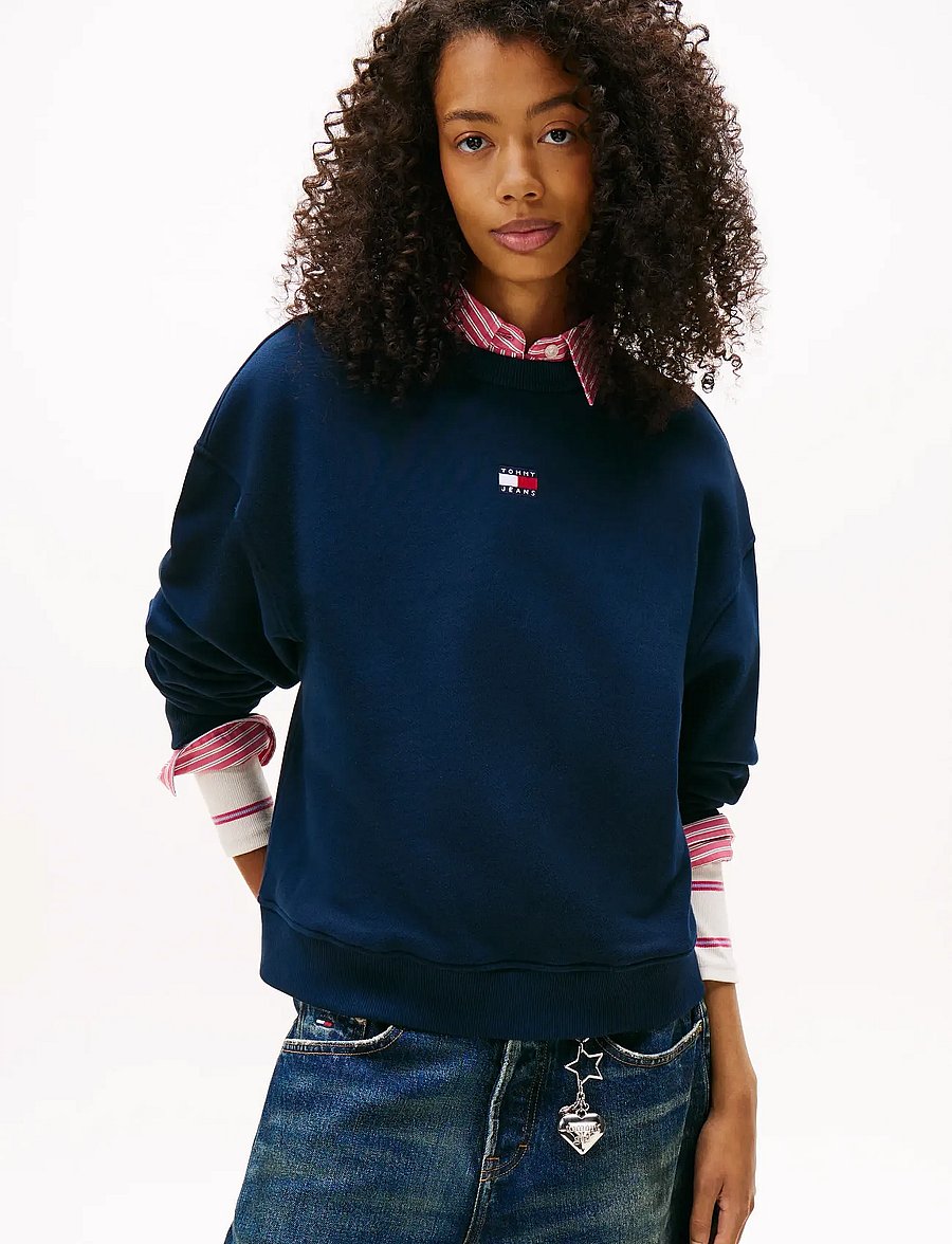 Tommy Jeans - TJW BXY BADGE CREW EXT - hverdags stil - dark night navy - 0