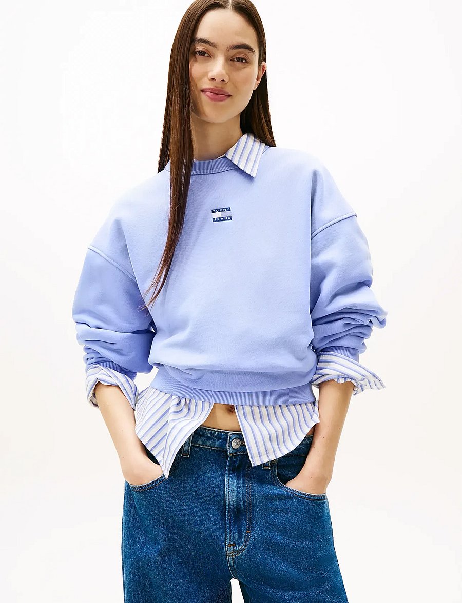 Tommy Jeans - TJW BXY BADGE CREW EXT - hverdags stil - vintage iris - 0