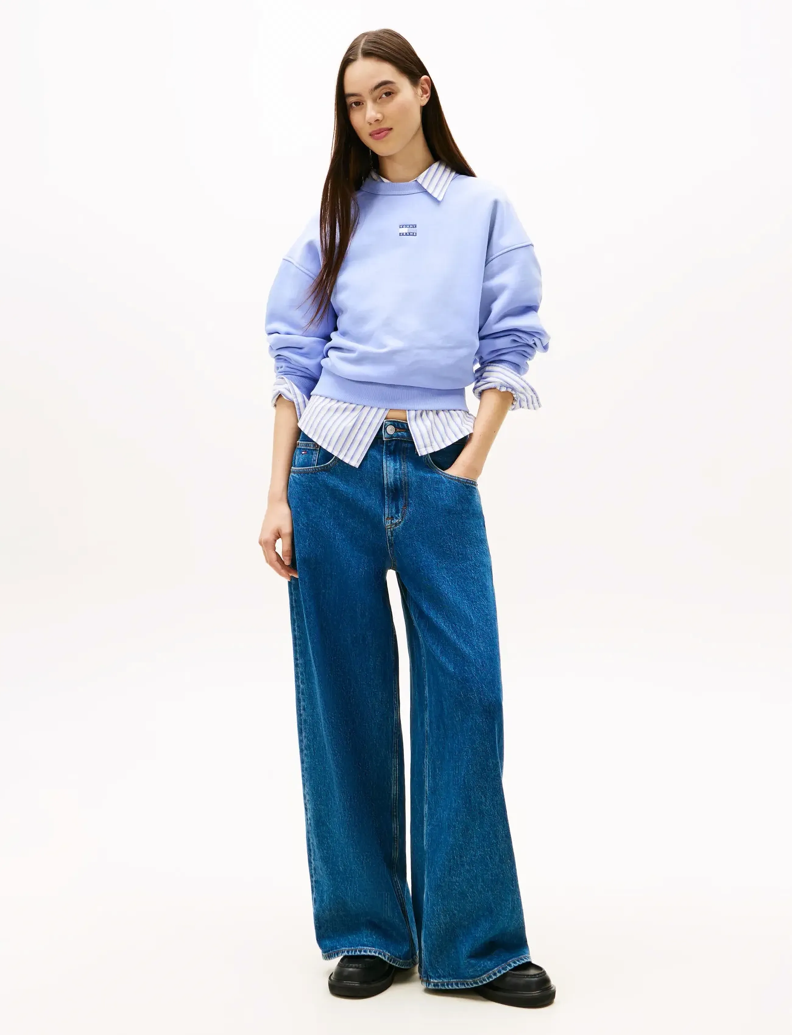 Tommy Jeans - TJW BXY BADGE CREW EXT - dressipluusid - vintage iris - 2