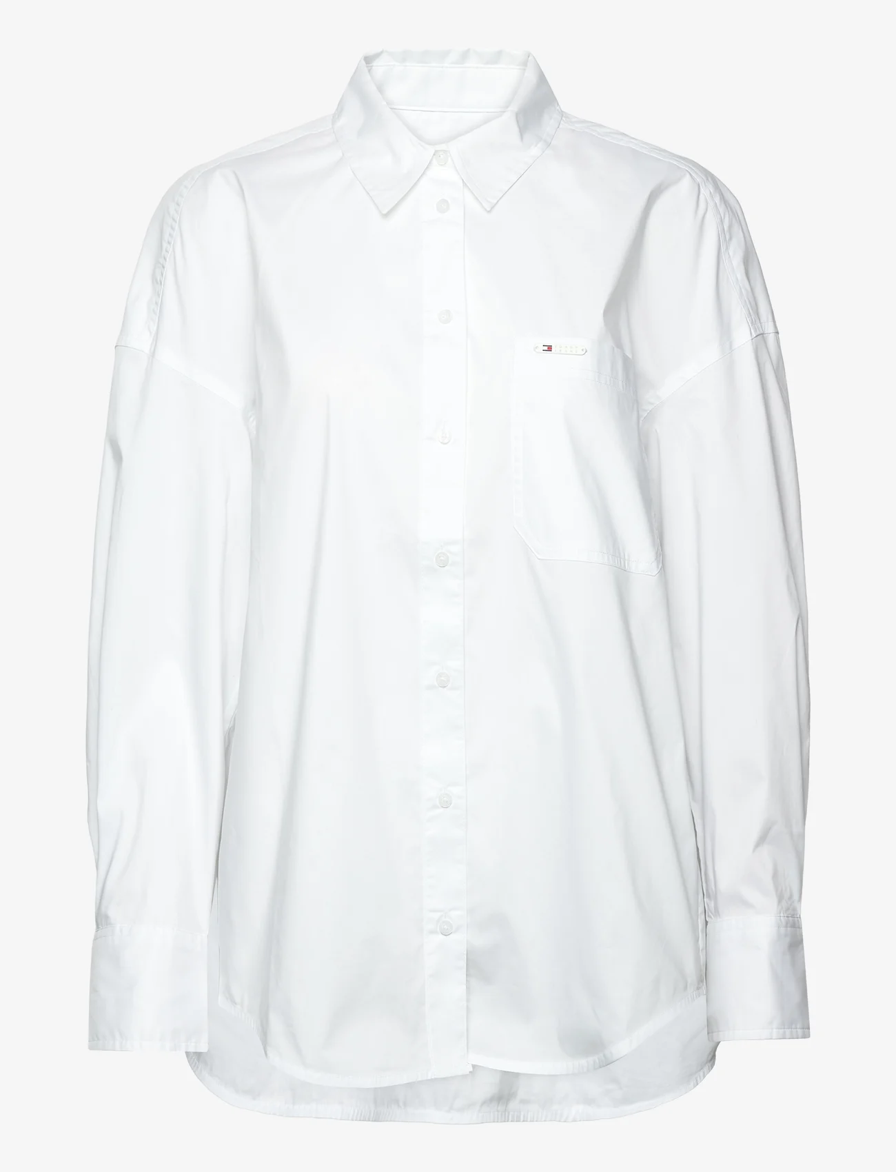 Tommy Jeans - TJW OVS COTTON SHIRT EXT - langermede skjorter - white - 0