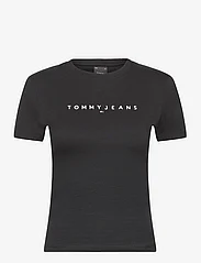 Tommy Jeans - TJW SLIM LINEAR TEE SS EXT - zemākās cenas - black - 0