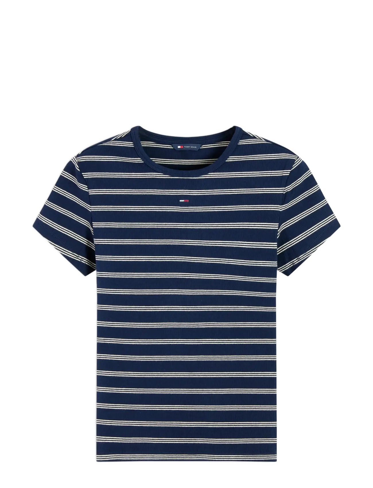 Tommy Jeans - TJW SLIM ESSENTIAL RIB SS EXT - t-shirts - dark blue   day lily stripe - 1