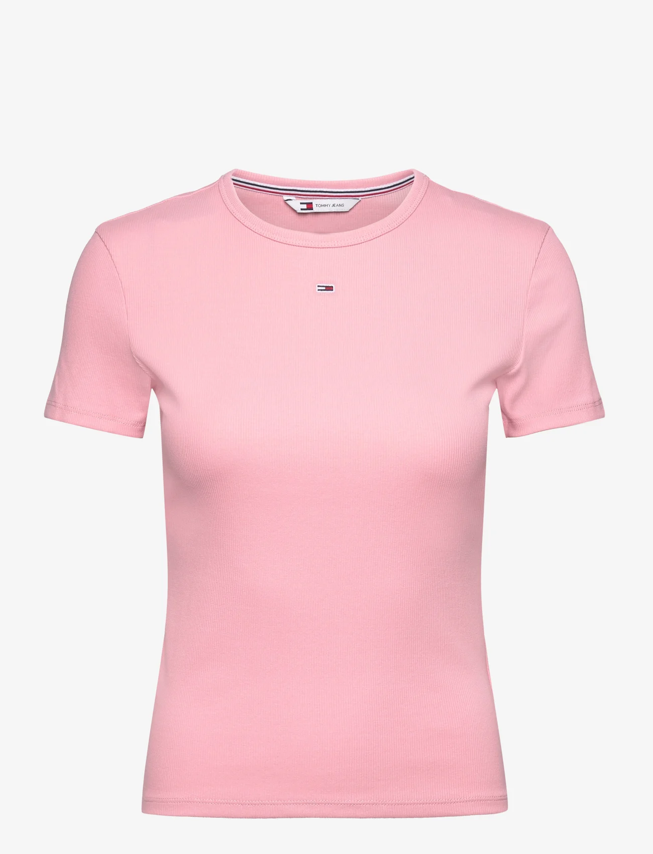 Tommy Jeans - TJW SLIM ESSENTIAL RIB SS - t-shirts - ballet pink - 0