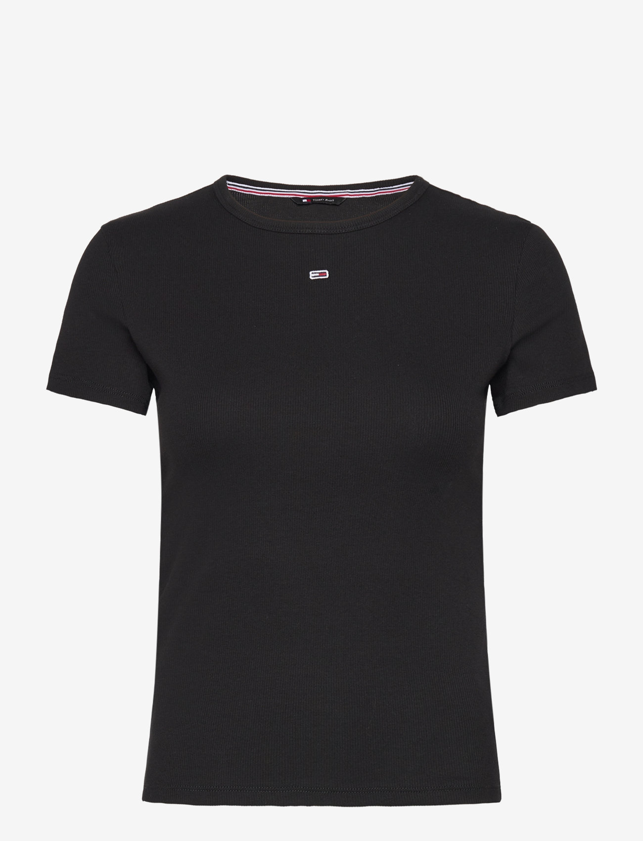 Tommy Jeans - TJW SLIM ESSENTIAL RIB SS - t-shirts - black - 1