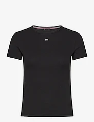 Tommy Jeans - TJW SLIM ESSENTIAL RIB SS - t-shirts - black - 0