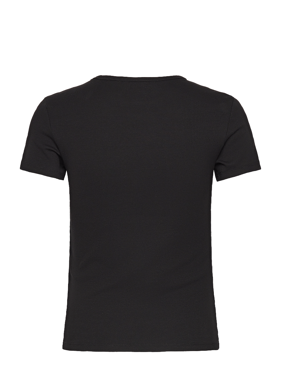 Tommy Jeans - TJW SLIM ESSENTIAL RIB SS EXT - t-shirts - black - 2