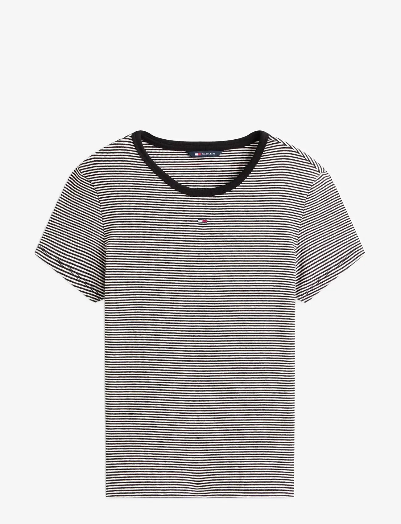 Tommy Jeans - TJW SLIM ESSENTIAL RIB SS - t-shirts - black  white stripe - 1