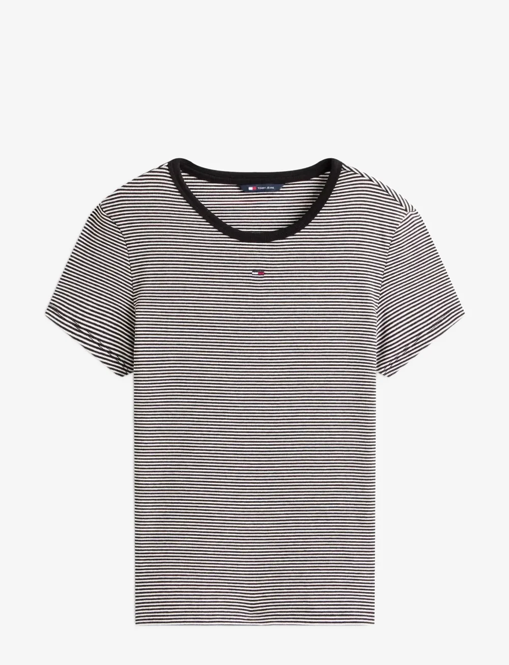 Tommy Jeans - TJW SLIM ESSENTIAL RIB SS - t-shirts - black white stripe - 1