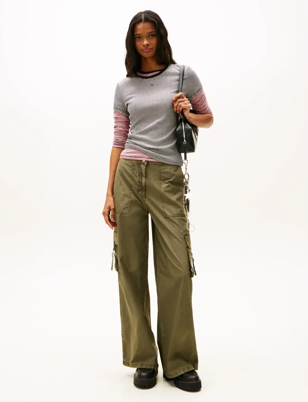 Tommy Jeans - TJW SLIM ESSENTIAL RIB SS - t-shirts - black white stripe - 2