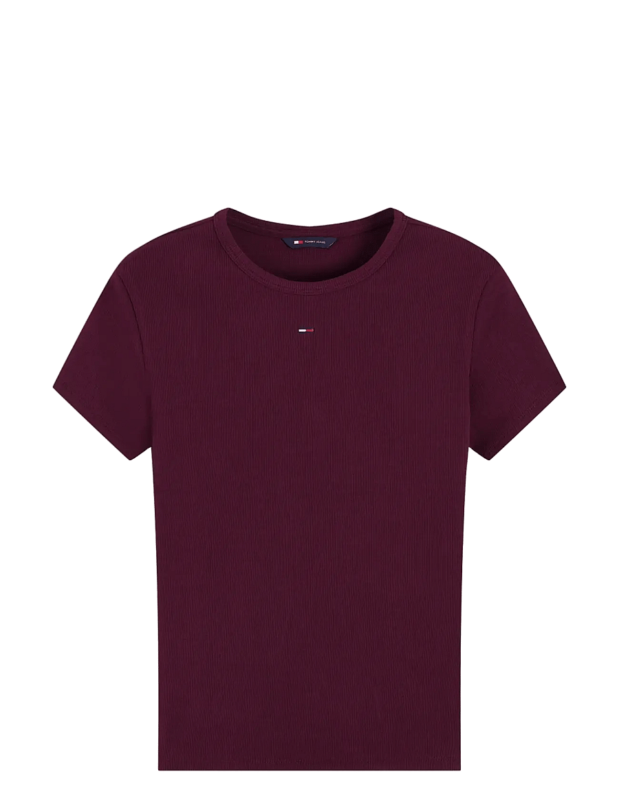 Tommy Jeans - TJW SLIM ESSENTIAL RIB SS EXT - t-shirts - calypso berry - 1