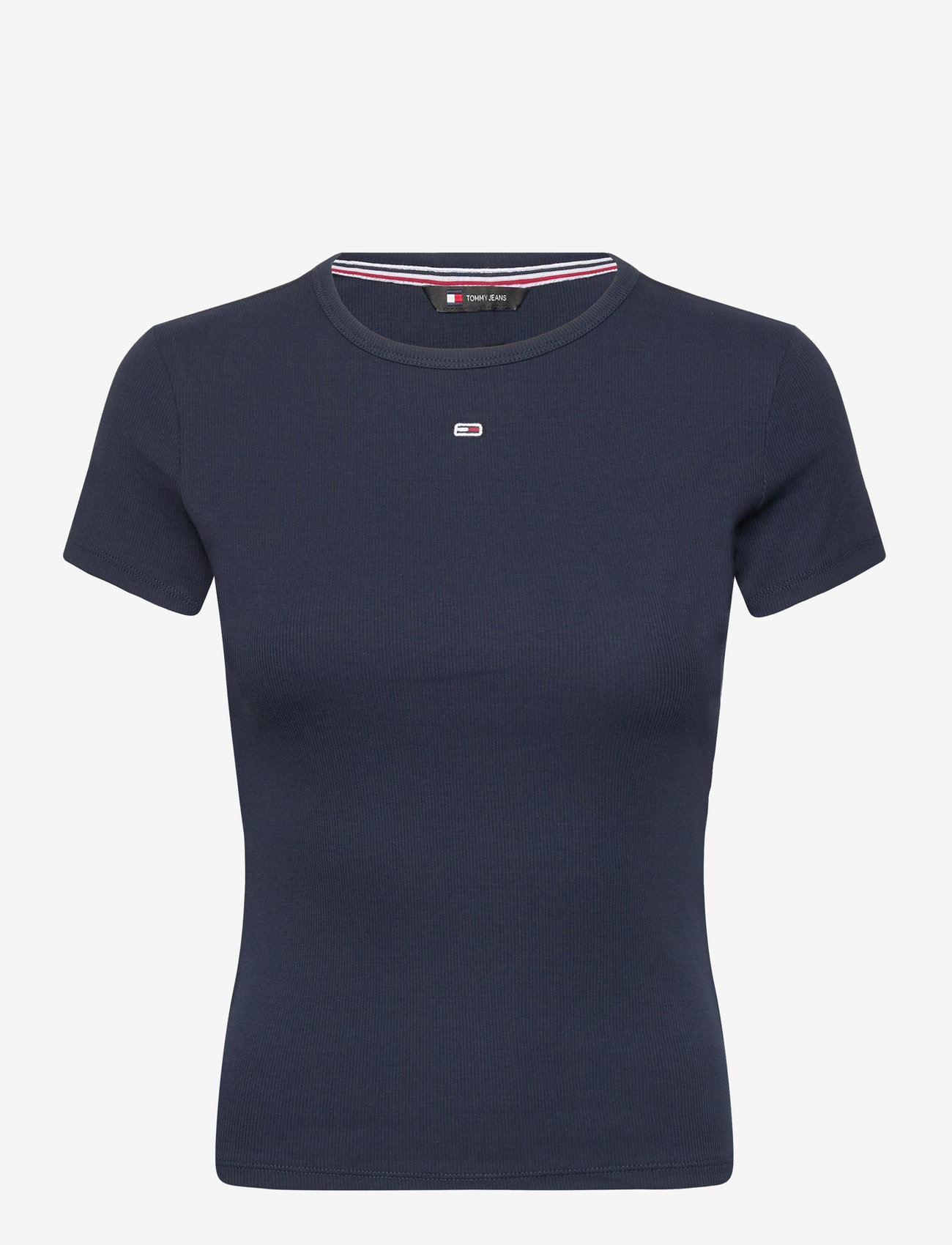 Tommy Jeans - TJW SLIM ESSENTIAL RIB SS - t-shirts - dark night navy - 1