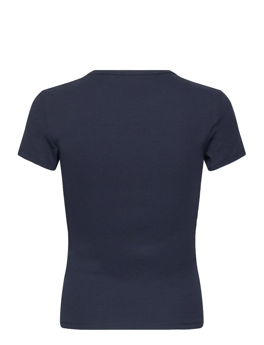 Tommy Jeans - TJW SLIM ESSENTIAL RIB SS EXT - t-shirts - dark night navy - 2