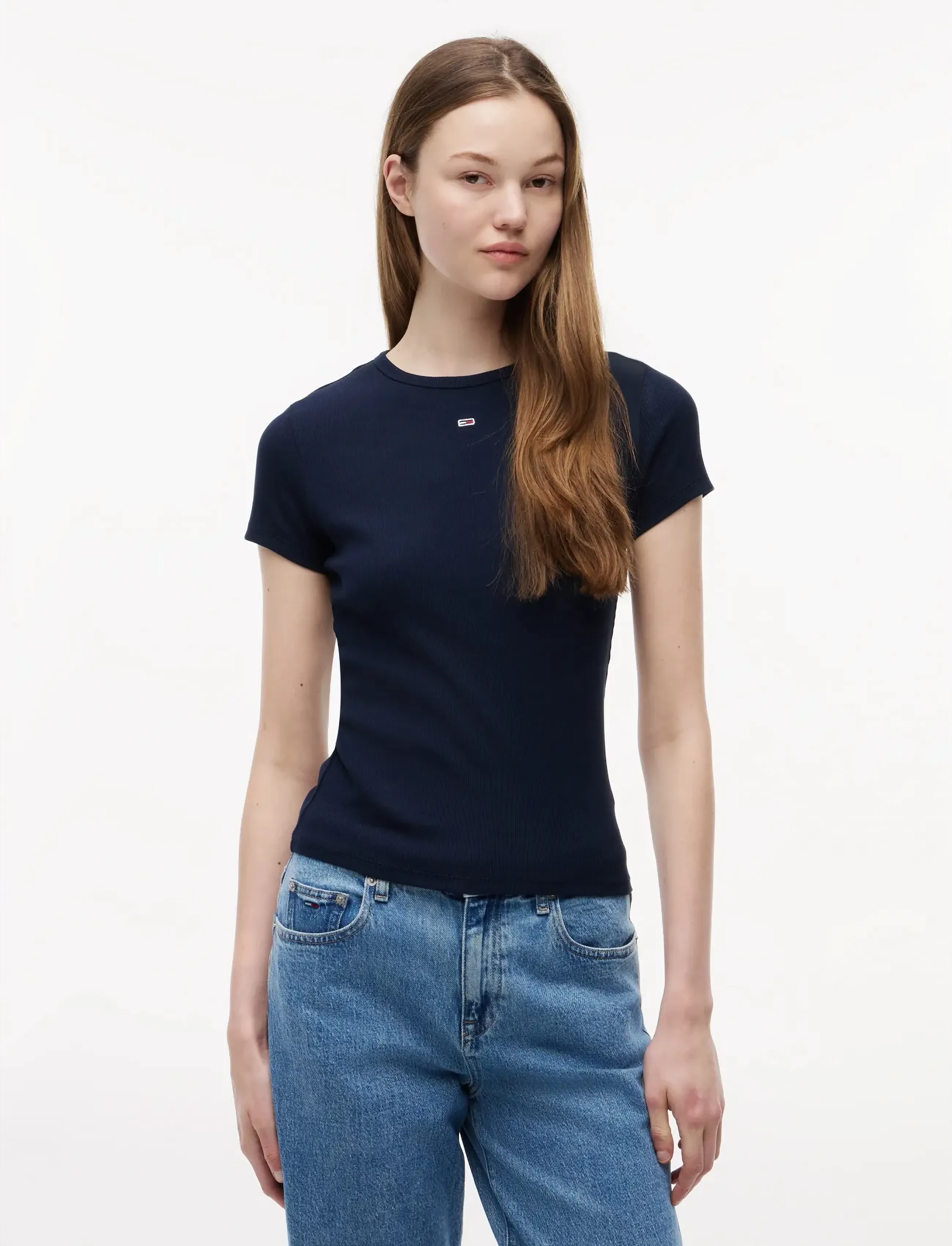 Tommy Jeans TJW SLIM ESSENTIAL RIB SS - Kleidung - DARK NIGHT NAVY / navy