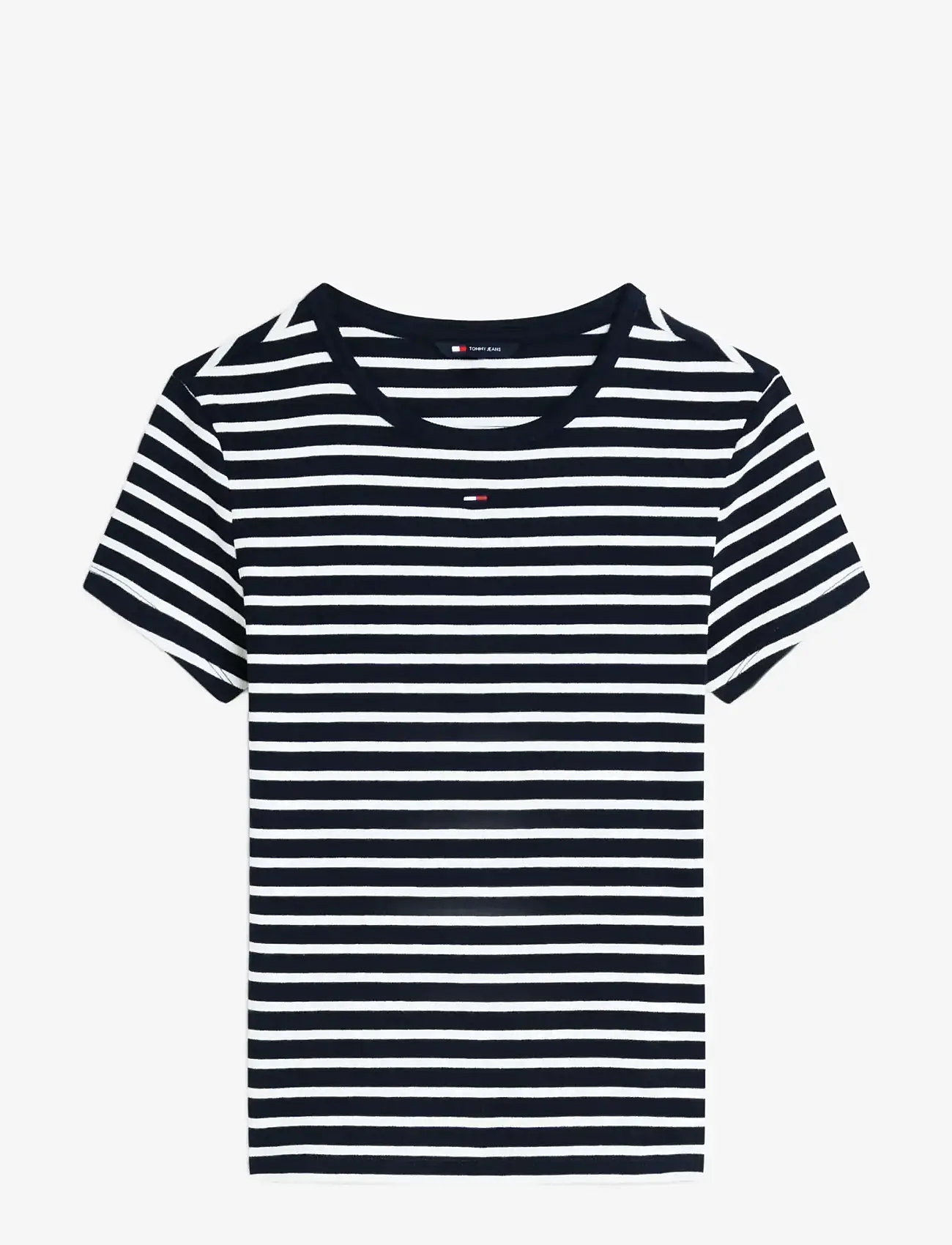 Tommy Jeans - TJW SLIM ESSENTIAL RIB SS - t-shirts - dark night navy   stripe - 1