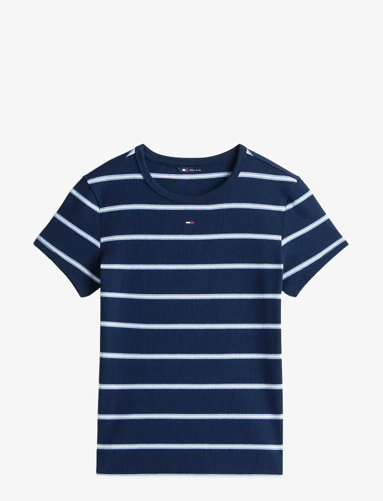 Tommy Jeans - TJW SLIM ESSENTIAL RIB SS - t-shirts - dark night navy / stripe - 1