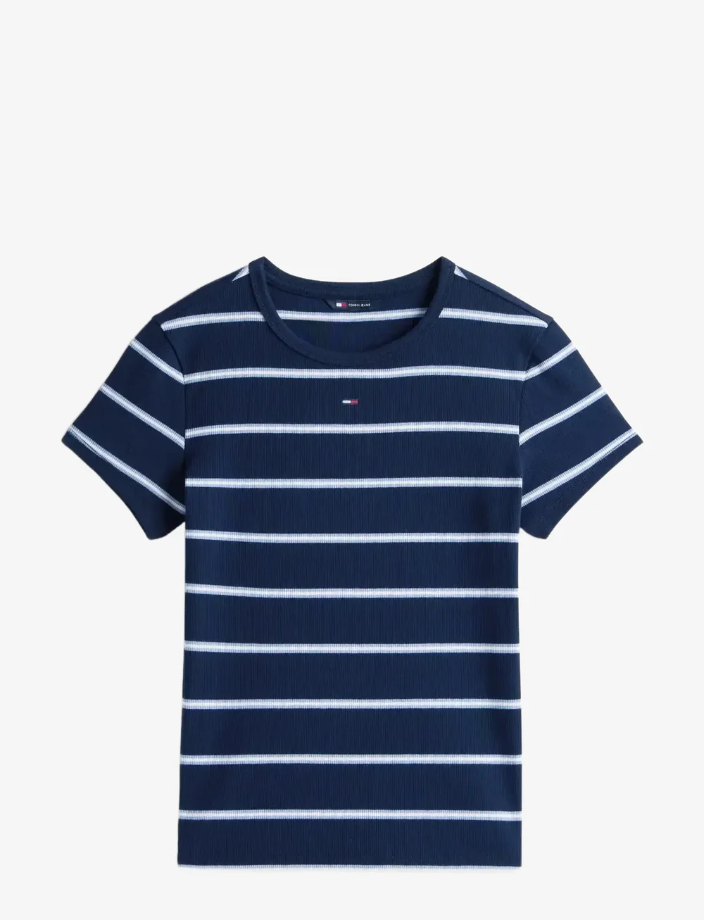 Tommy Jeans - TJW SLIM ESSENTIAL RIB SS EXT - t-shirts - dark night navy / stripe - 1