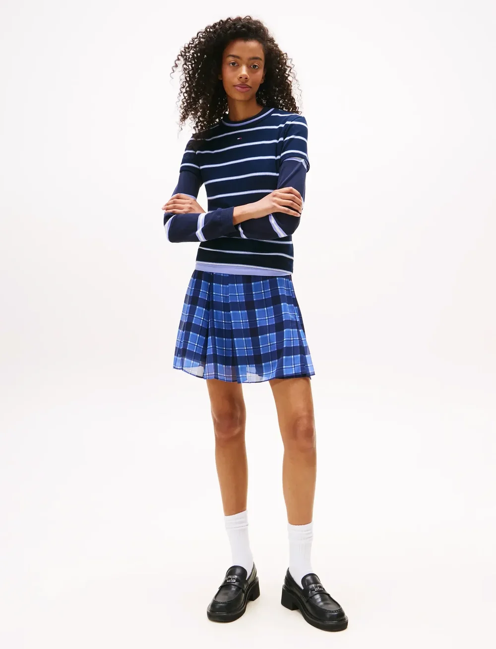 Tommy Jeans - TJW SLIM ESSENTIAL RIB SS EXT - t-shirts - dark night navy / stripe - 2