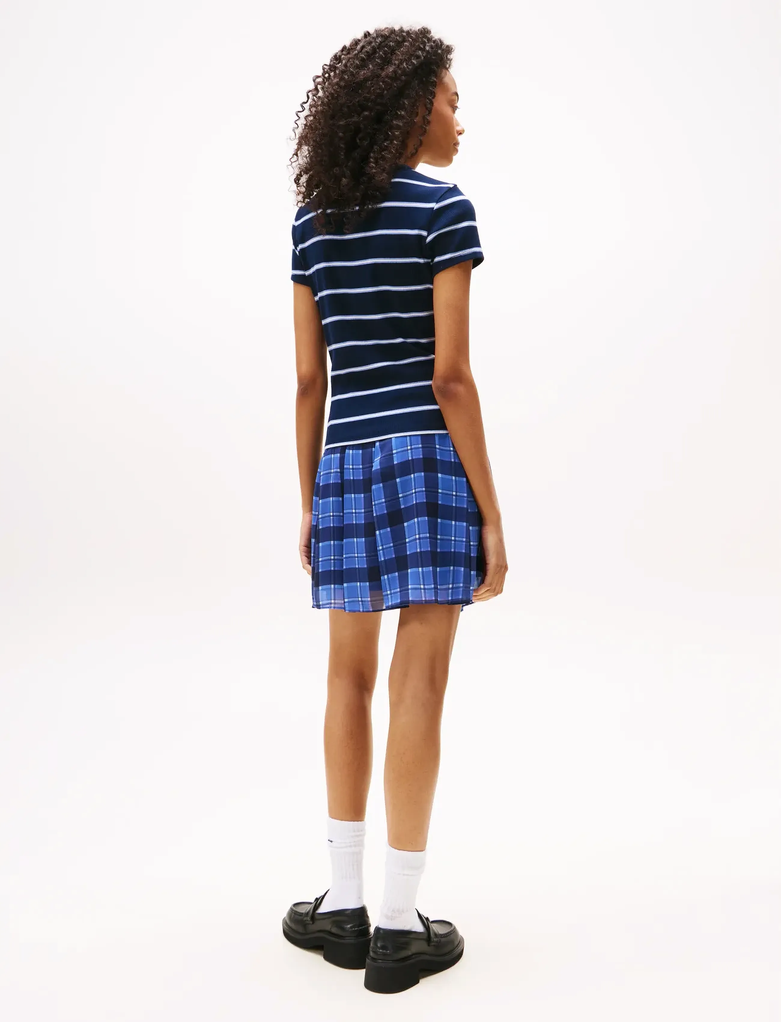 Tommy Jeans - TJW SLIM ESSENTIAL RIB SS - t-shirty - dark night navy / stripe - 3