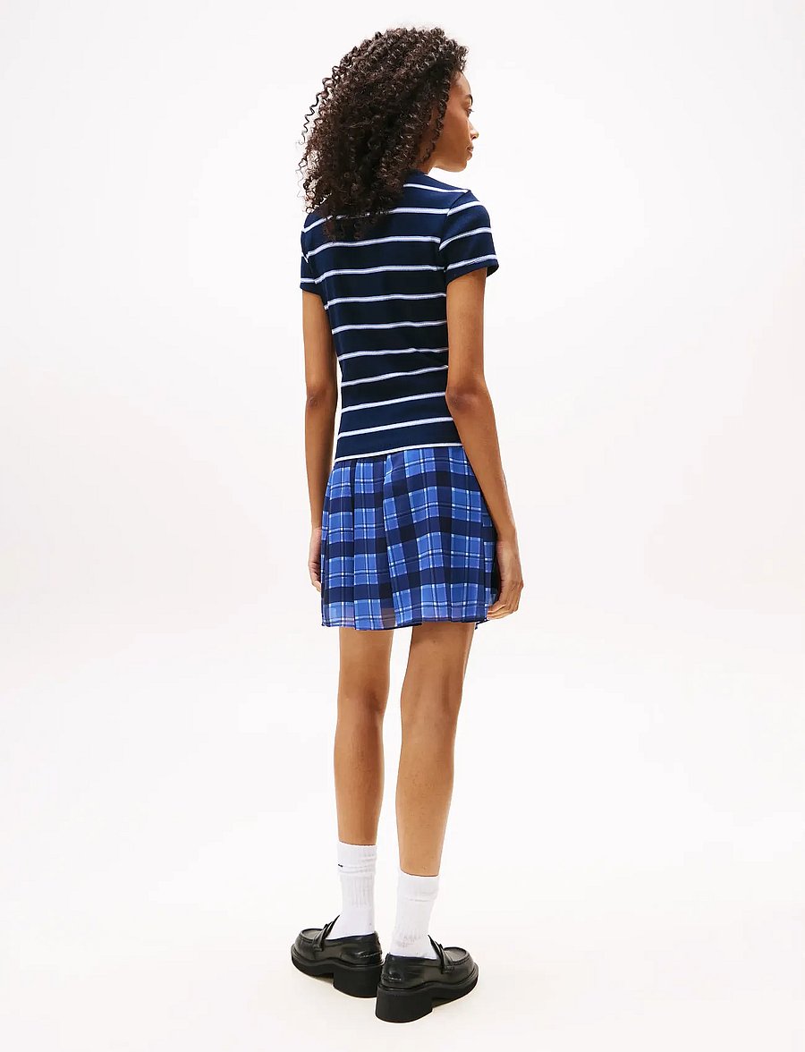 Tommy Jeans - TJW SLIM ESSENTIAL RIB SS EXT - t-shirts - dark night navy / stripe - 3