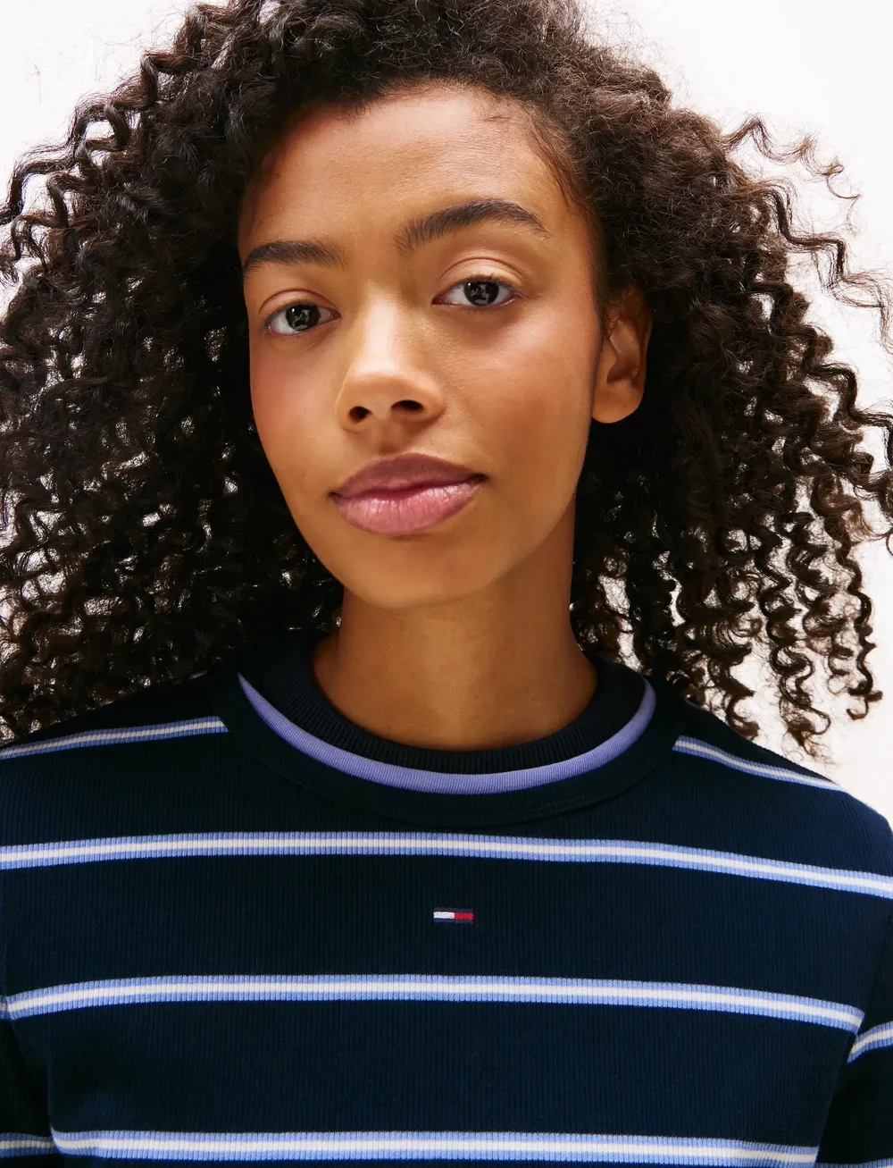 Tommy Jeans - TJW SLIM ESSENTIAL RIB SS EXT - t-shirts - dark night navy / stripe - 4