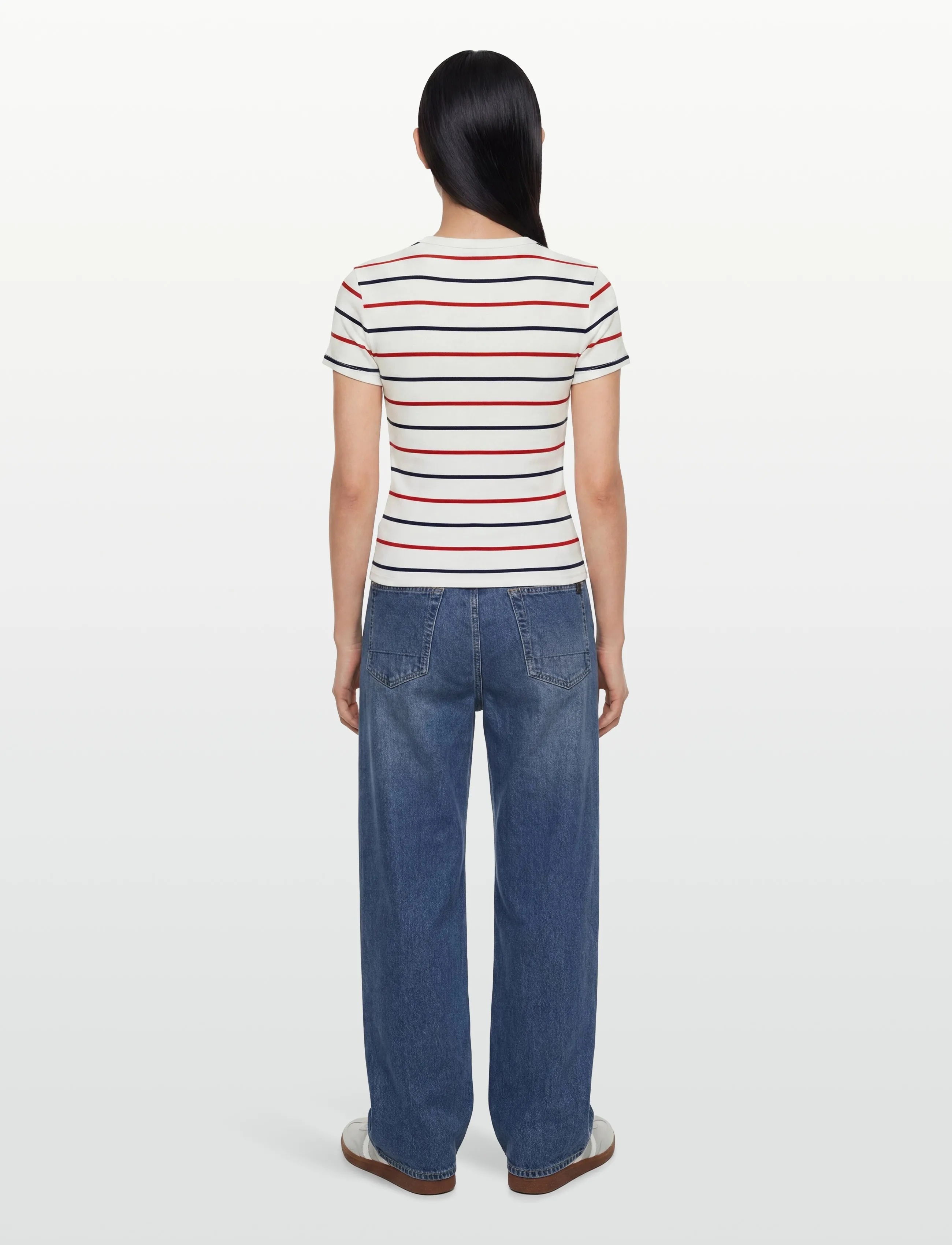 Tommy Jeans - TJW SLIM ESSENTIAL RIB SS EXT - t-shirts - ecru   multi stripe - 4