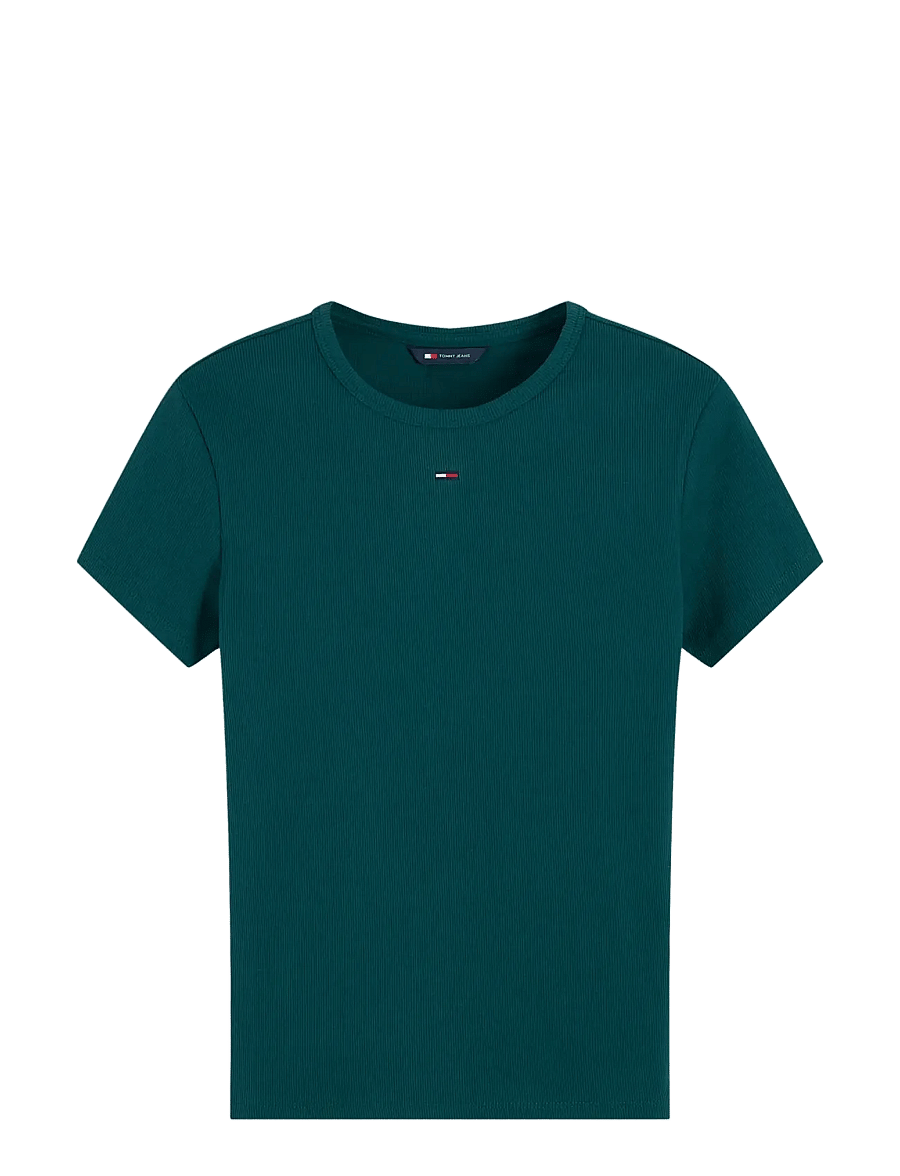 Tommy Jeans - TJW SLIM ESSENTIAL RIB SS EXT - t-shirts - elegant green - 1